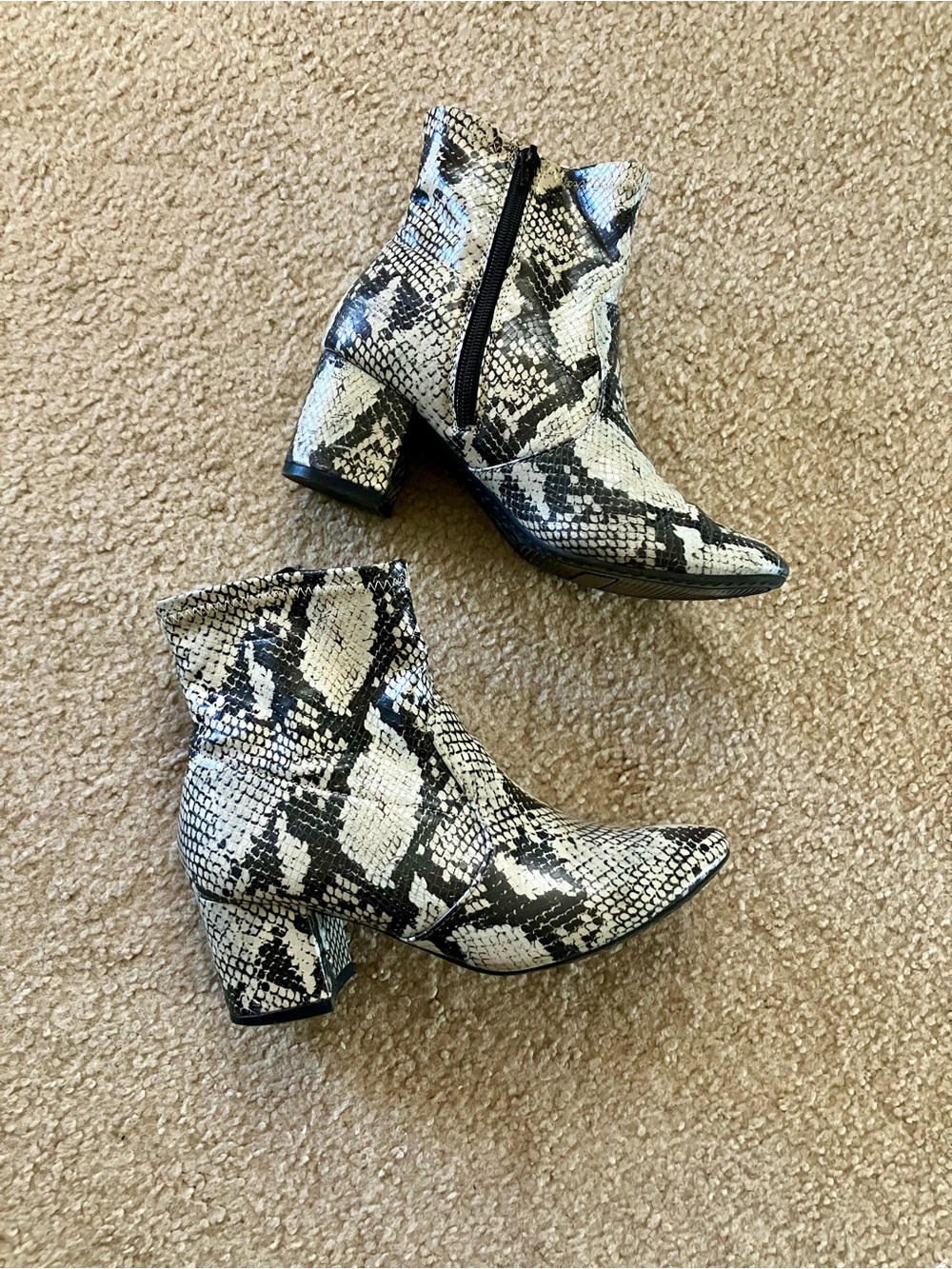 Time and Tru snake skin ankle boots booties